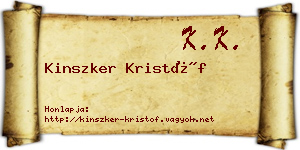 Kinszker Kristóf névjegykártya